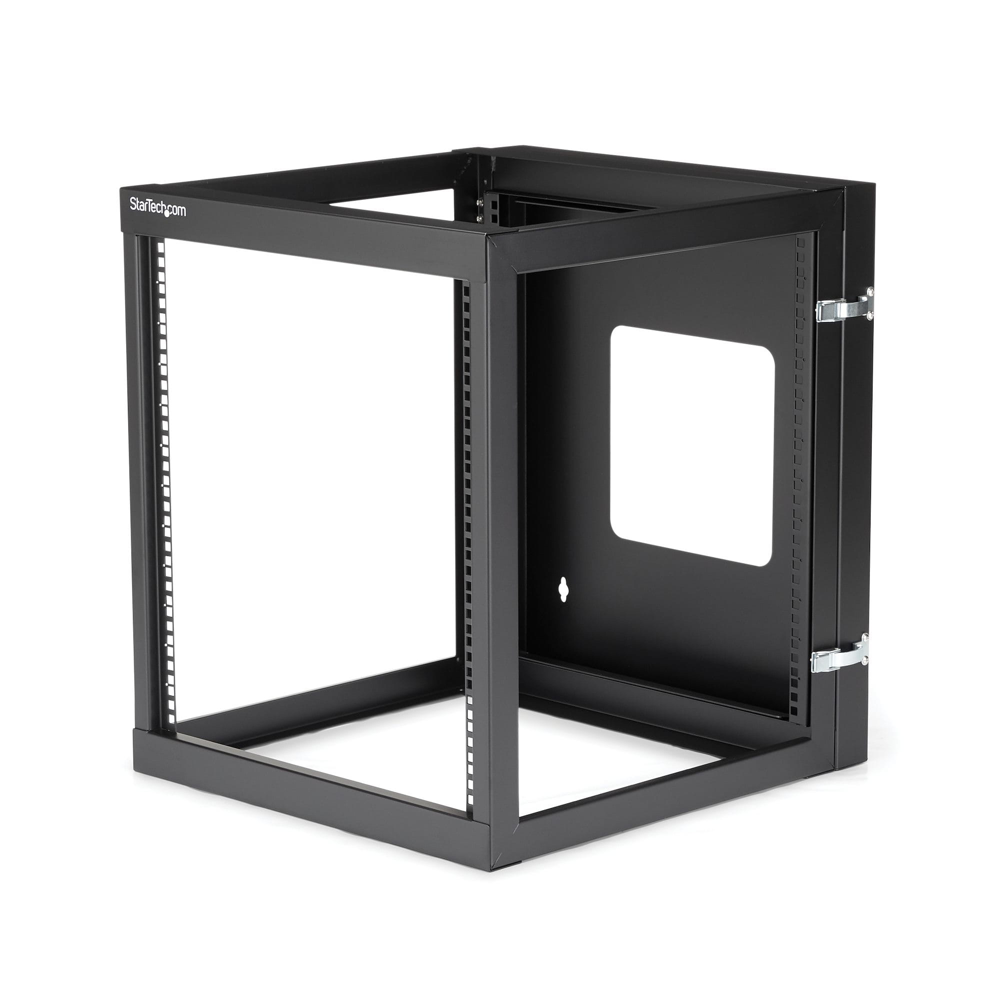 StarTech.com 12U Hinged Open Frame Wall Mount Server Rack - 4 Post 22 in. Depth Network Equipment Rack Cabinet - 140 lbs capacity (RK1219WALLOH)