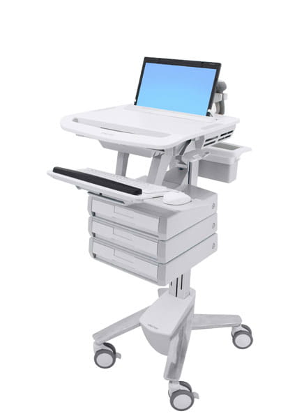 Ergotron Laptop Cart, 3 Drawers - Wagen - offene Architektur - für Notebook / PC-Ausrüstung - Aluminium, verzinker Stahl, hochwertiger Kunststoff - Bildschirmgröße: bis zu 43,9 cm (bis zu 17,3")