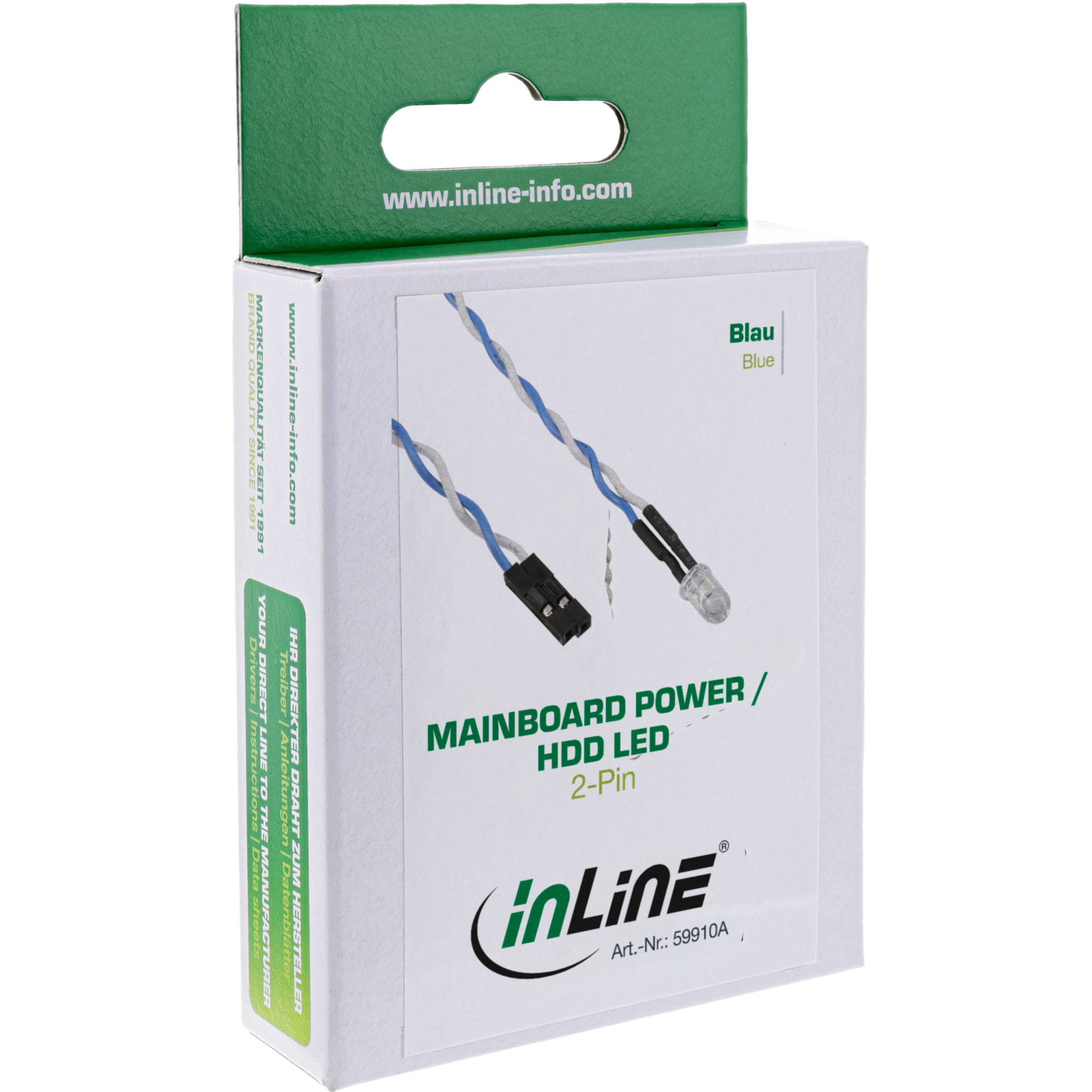 InLine HDD-LED / Power-LED für Mainboard-Anschluss - blau - 5mm - 0,8m