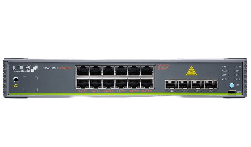Juniper EX Series EX4100-F-12T - Switch - L3 - managed - 12 x 10/100/1000Base-T + 4 x 10 Gigabit (Uplink)