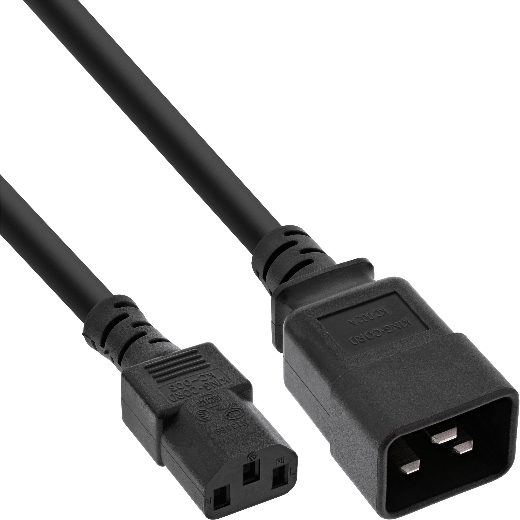 InLine Netz Adapterkabel - IEC 60320 C20 auf C13 - 3x1,5mm² - max 10A - 1m