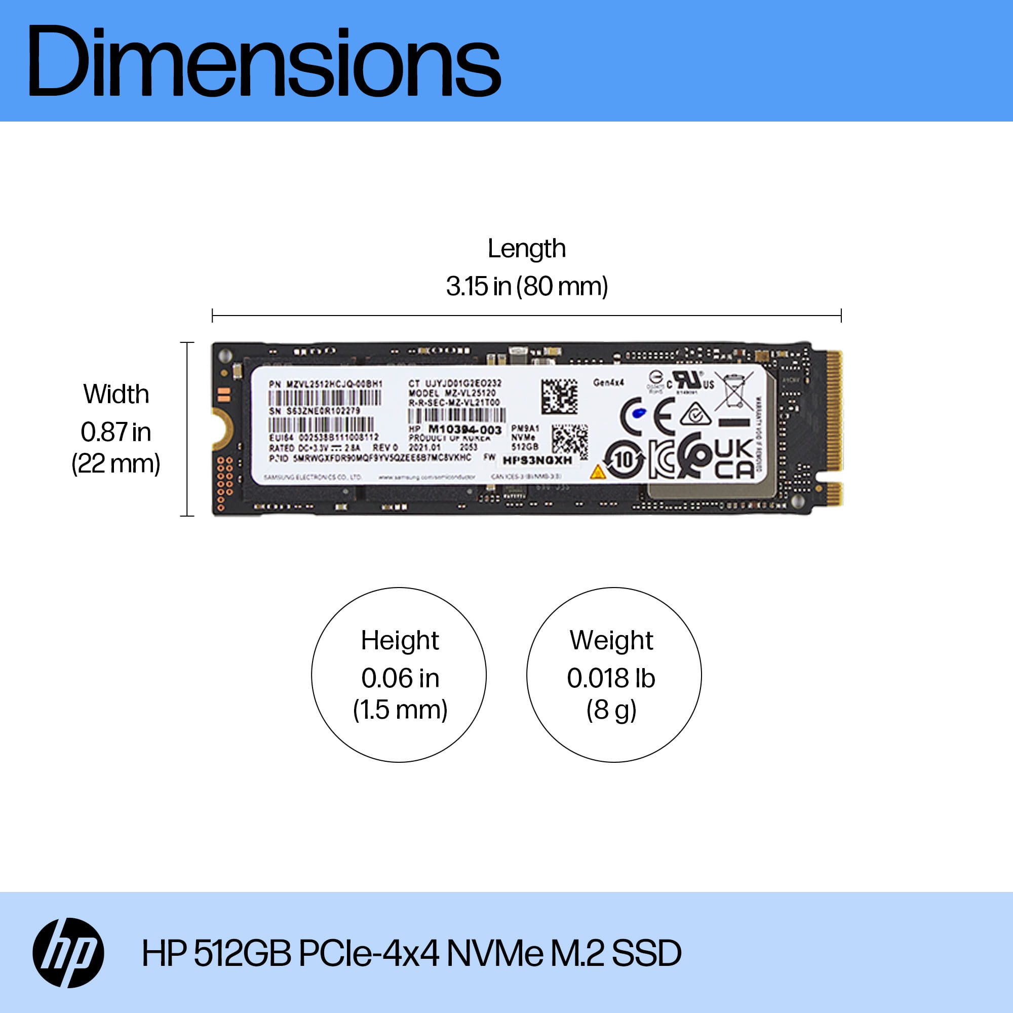 HP Solid-State-Laufwerk, PCIe 4x4 NVMe, (512 GB), 512 GB, M.2