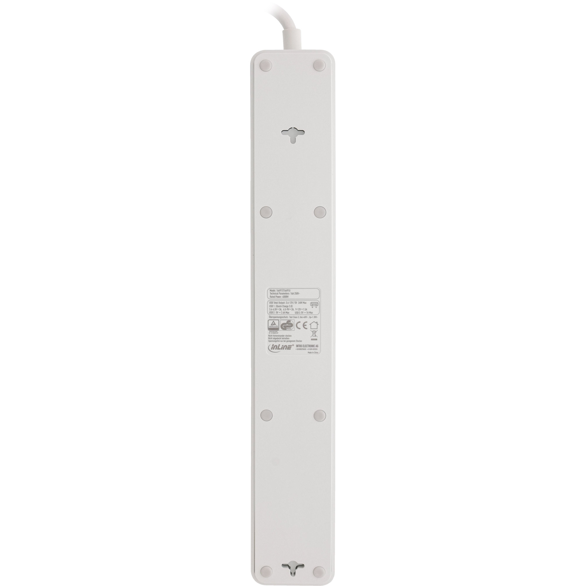InLine Steckdosenleiste - 5-fach Schutzkontakt - ÜSS und QC3.0 - weiß InLine Steckdosenleiste - 5-fach Schutzkontakt - ÜSS und QC3.0 - weiß