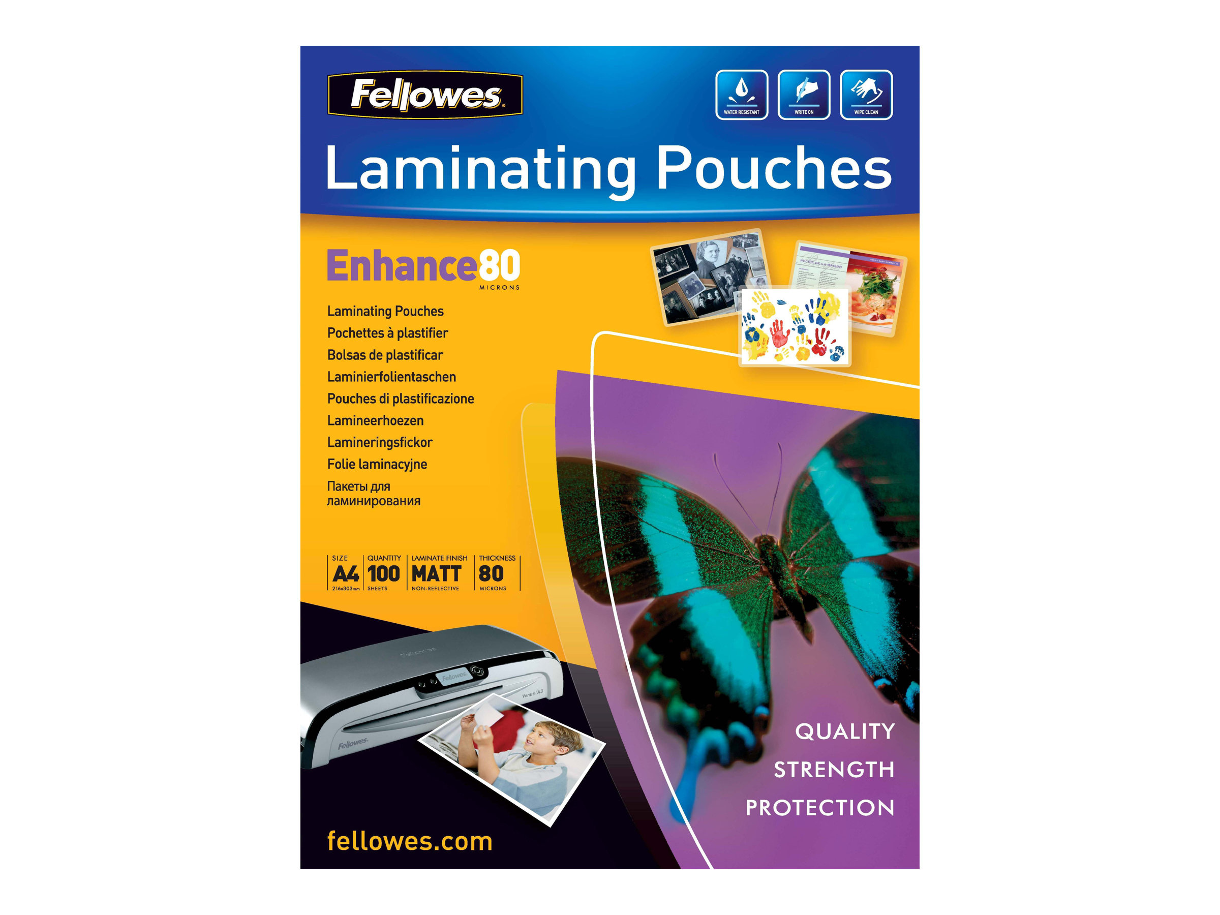 Fellowes Laminating Pouches Enhance 80 micron - 80 Mikron - 100er-Pack - Matte - A3 (297 x 420 mm)