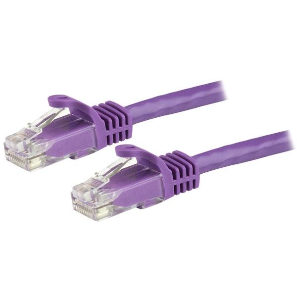 StarTech.com 15m CAT6 Ethernet Cable, 10 Gigabit Snagless RJ45 650MHz 100W PoE Patch Cord, CAT 6 10GbE UTP Network Cable w/Strain Relief, Purple, Wiring is UL Certified/TIA - Category 6 - 24AWG (N6PATC15MPL)