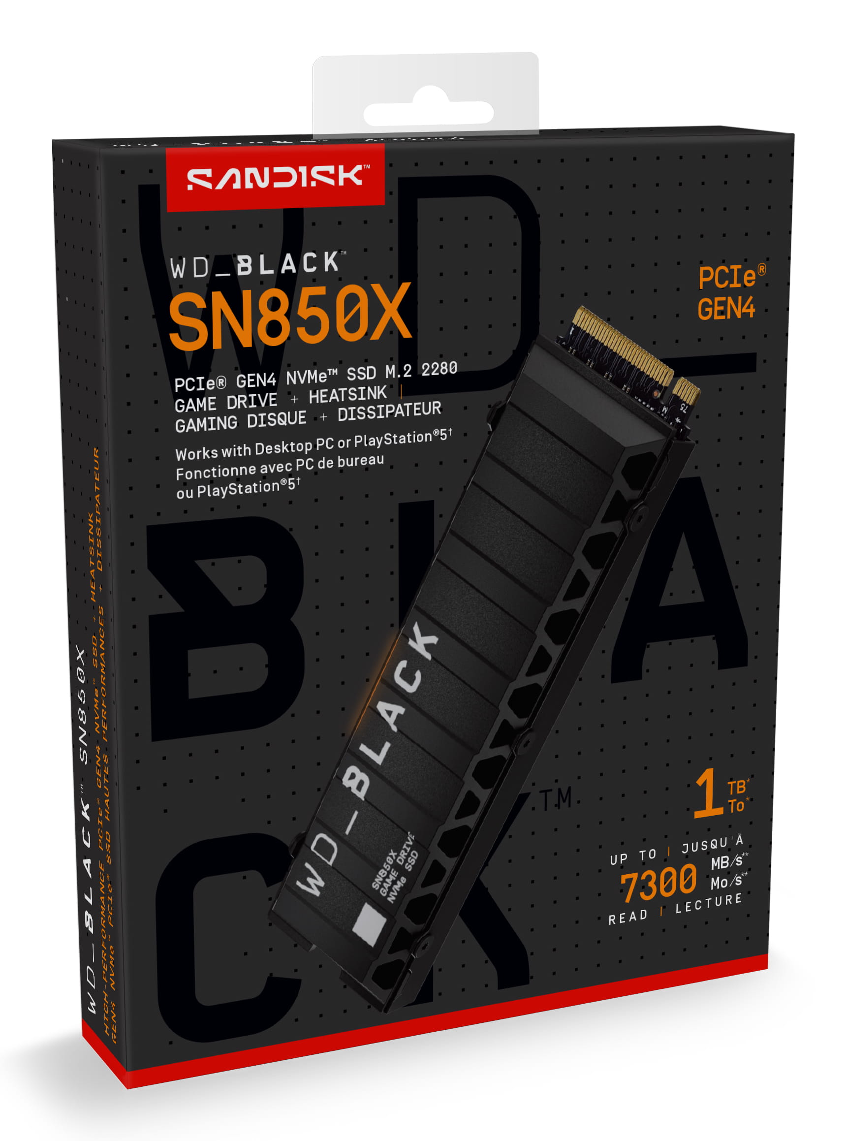 WD WD_BLACK SN850X WDS100T2XHE - SSD - verschlüsselt - 1 TB - intern - M.2 2280 - PCIe 4.0 x4 (NVMe)