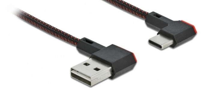 Delock Easy - USB-Kabel - USB (M) links/rechts abgewinkelt, umkehrbar zu 24 pin USB-C (M)