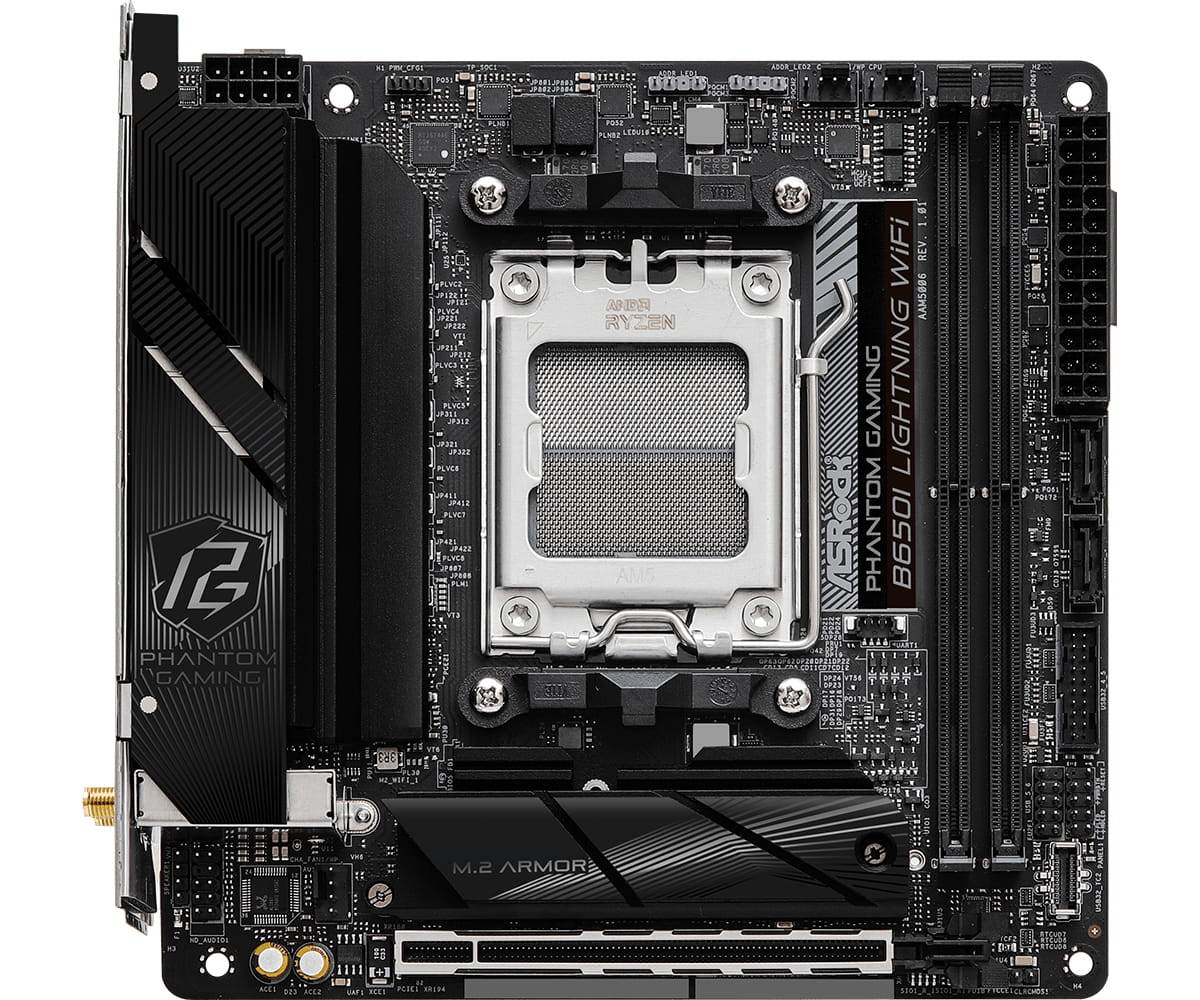 ASRock Phantom Gaming B650I Lightning WiFi - Motherboard - Mini-ITX - Socket AM5 - AMD B650 Chipsatz - 2.5 Gigabit LAN, Wi-Fi 6E, Bluetooth - Onboard-Grafik (CPU erforderlich)