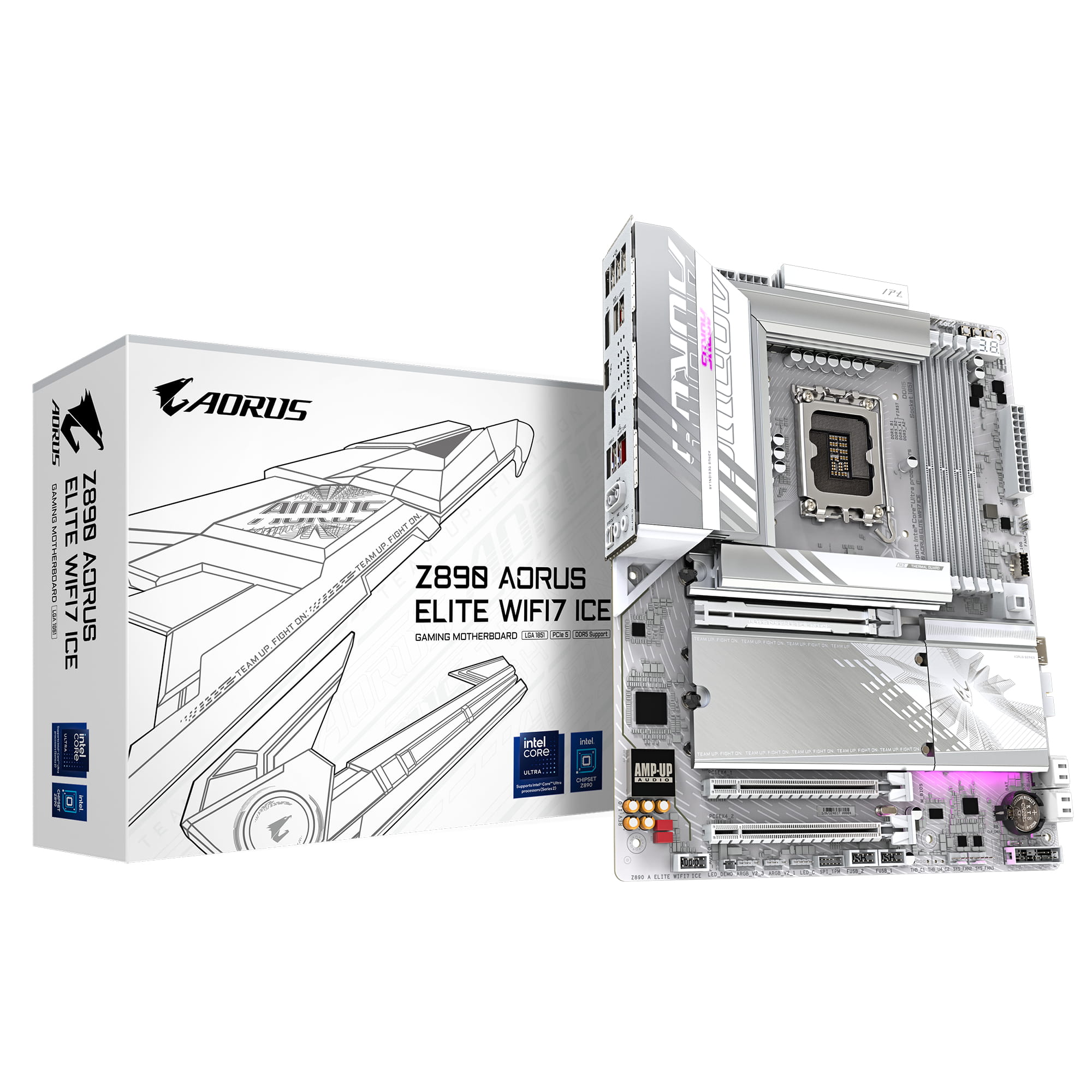 Gigabyte AORUS Z890 ELITE WIFI7 ICE - Motherboard - ATX - LGA1851-Sockel - Z890 Chipsatz - USB4, USB-C 3.2 Gen 2x2, USB 3.2 Gen 1, USB 3.2 Gen 2 - 2.5 Gigabit LAN, Bluetooth, Wi-Fi 7 - Onboard-Grafik (CPU erforderlich)