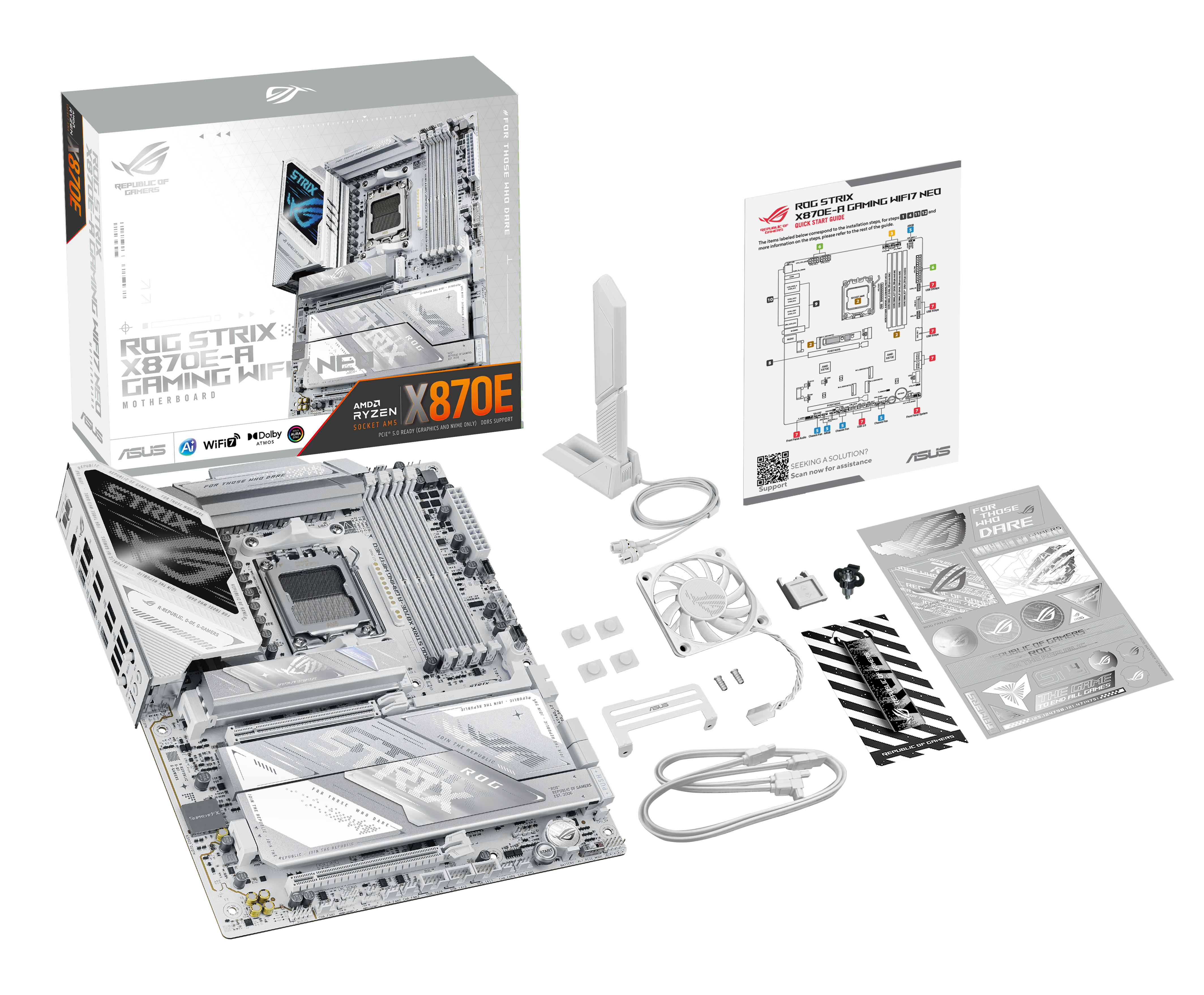 ASUS ROG STRIX X870E-A GAMING WIFI7 NEO - Motherboard - ATX - Socket AM5 - AMD X870E Chipsatz - USB4, USB 3.2 Gen 1, USB-C 3.2 Gen 1, USB-C 3.2 Gen 2x2, USB 3.2 Gen 2, USB-C 3.2 Gen2 - Wi-Fi 7, 5 Gigabit Ethernet, Bluetooth - Onboard-Grafik (CPU erforder