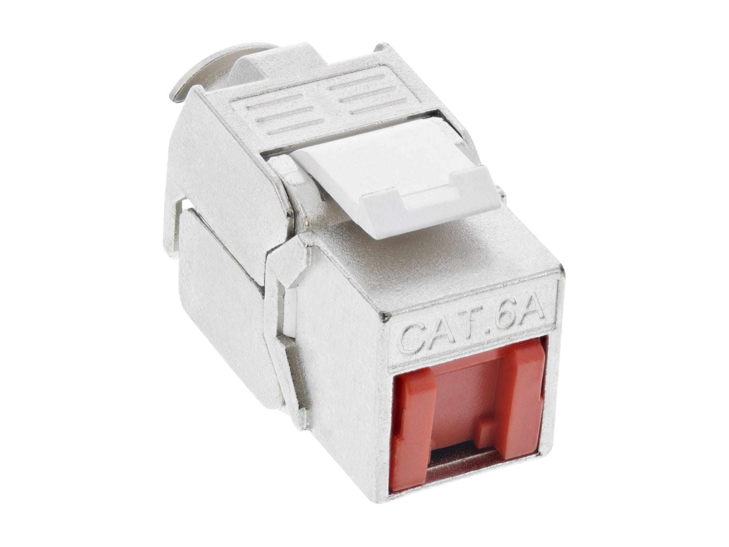 InLine Keystone RJ45 Buchse - SNAP-In - Cat.6a - mit Staubschutz rot