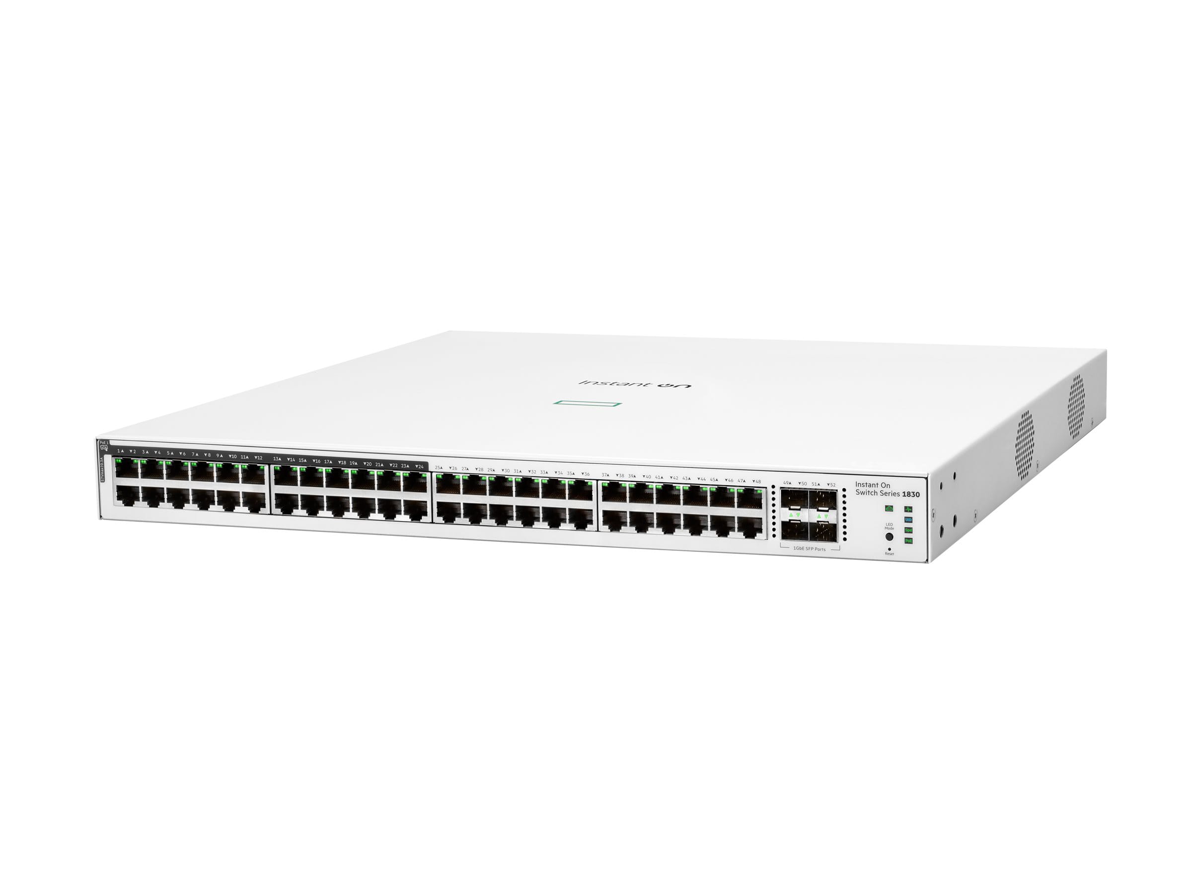 HPE Networking Instant On 1830 48G 24p Class4 PoE 4SFP 370W Switch - Switch - Smart - 24 x 10/100/1000 + 24 x 10/100/1000 (PoE+) - managed