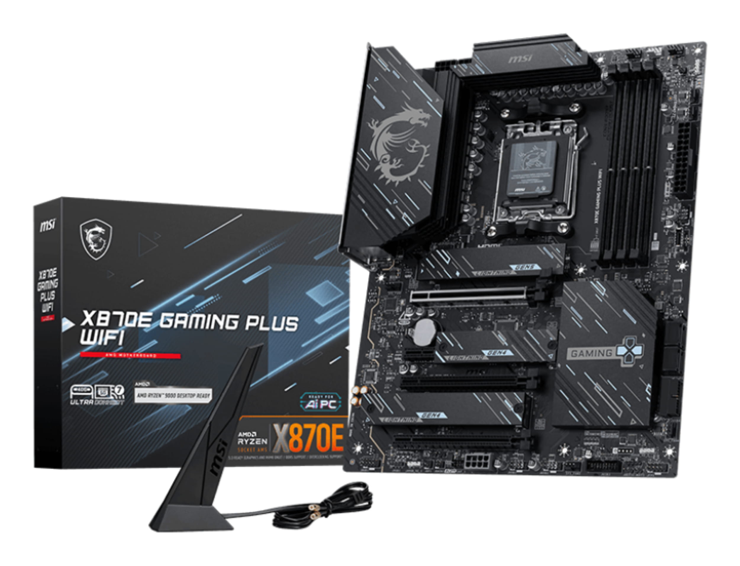 MSI X870E GAMING PLUS WIFI - Motherboard - ATX - Socket AM5 - AMD X870E Chipsatz - USB4, USB-C 3.2 Gen 2x2, USB-C 3.2 Gen2, USB 3.2 Gen 2, USB 3.2 Gen 1 - Wi-Fi 7, 5 Gigabit Ethernet, Bluetooth - Onboard-Grafik (CPU erforderlich)