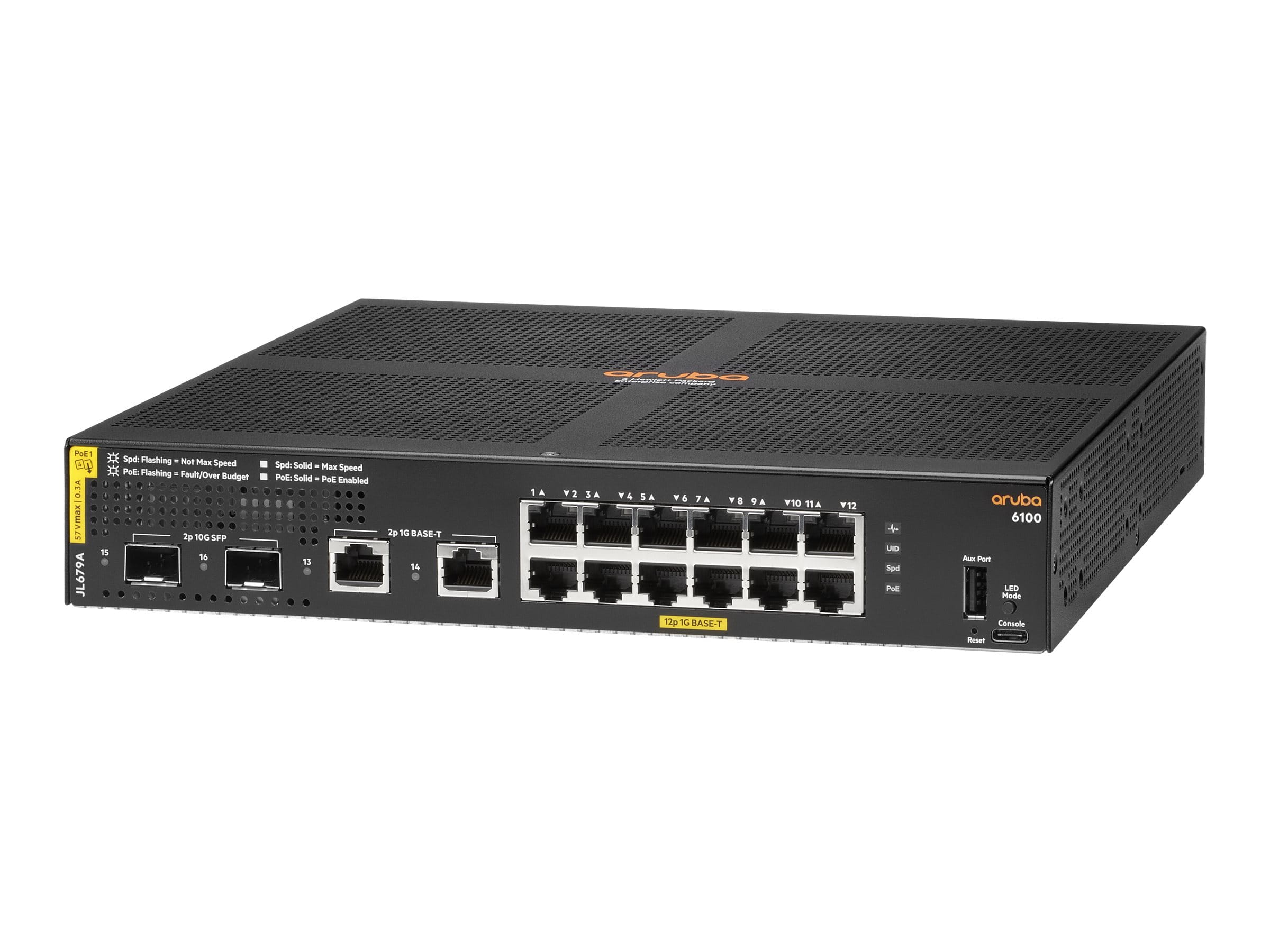 HPE Aruba Networking 6100 12G Class4 PoE 2G/2SFP+ 139W Switch - Switch - managed - 12 x 10/100/1000 (PoE+)