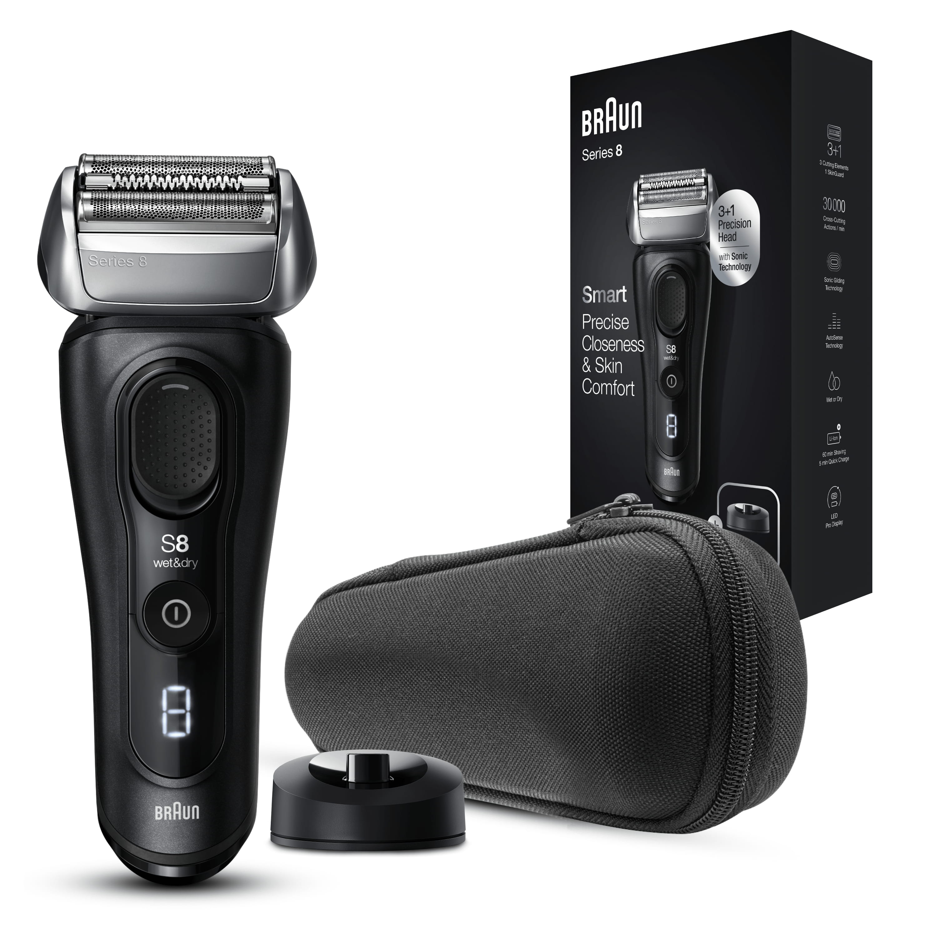 Braun Series 8 81747473, Folienschaber, Schwarz, LED, Akku, Lithium-Ion (Li-Ion), Integrierte Batterie