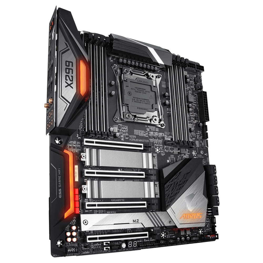 Gigabyte X299 AORUS MASTER - 1.0 - Motherboard - E-ATX - LGA2066 Socket - X299 Chipsatz - USB 3.1 Gen 1, USB-C Gen2, USB 3.1 Gen 2 - Bluetooth, Gigabit LAN, Wi-Fi, 2.5 Gigabit LAN - HD Audio (8-Kanal)