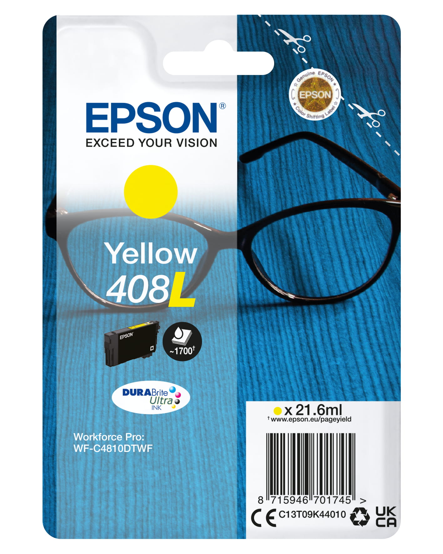 Epson 408L - 21.6 ml - Gelb - original - Blisterverpackung
