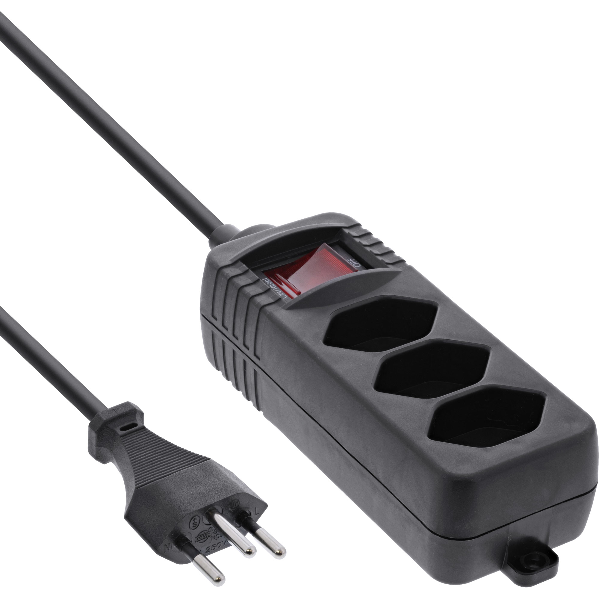 InLine Steckdosenleiste SCHWEIZ - 6-fach - mit Schalter - 1,5m - schwarz