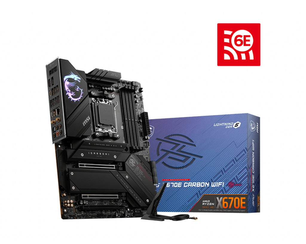 MSI MPG X670E CARBON WIFI - Motherboard - ATX - Socket AM5 - AMD X670 Chipsatz - USB-C Gen 2x2, USB-C 3.2 Gen2, USB 3.2 Gen 1, USB 3.2 Gen 2 - 2.5 Gigabit LAN, Wi-Fi 6, Bluetooth - Onboard-Grafik (CPU erforderlich)