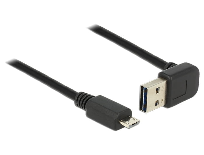 Delock Easy - USB-Kabel - USB (M) nach oben/unten abgewinkelt, doppelseitig zu Micro-USB Typ B (M)