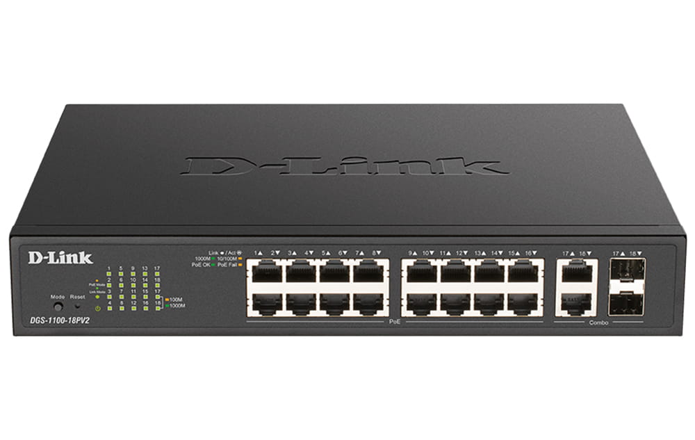 D-Link DGS 1100-18PV2 - Switch - Smart - 16 x 10/100/1000 (PoE+)