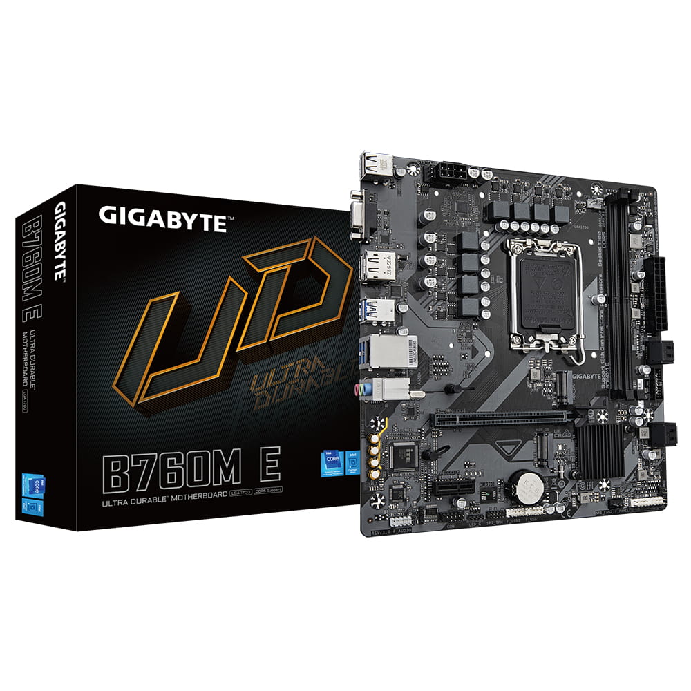 Gigabyte B760M E - 1.0 - Motherboard - micro ATX - LGA1700 Sockel - B760 Chipsatz - USB 3.2 Gen 1 - Gigabit LAN - Onboard-Grafik (CPU erforderlich)
