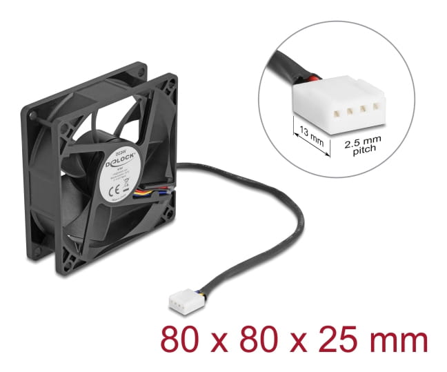 Delock Gehäuselüfter - axial - 80 mm - Schwarz