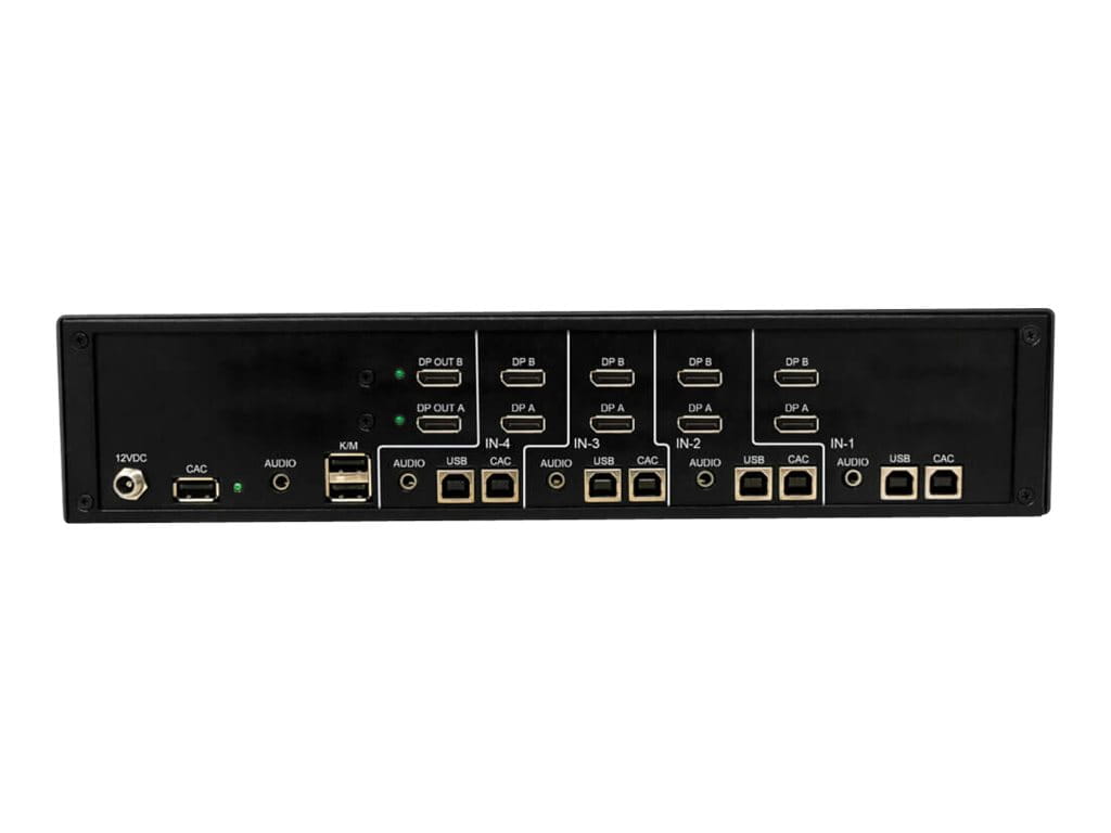 Tripp Secure KVM Switch, 4-Port, Dual Head, DisplayPort to DisplayPort, 4K, NIAP PP4.0, Audio, CAC, TAA