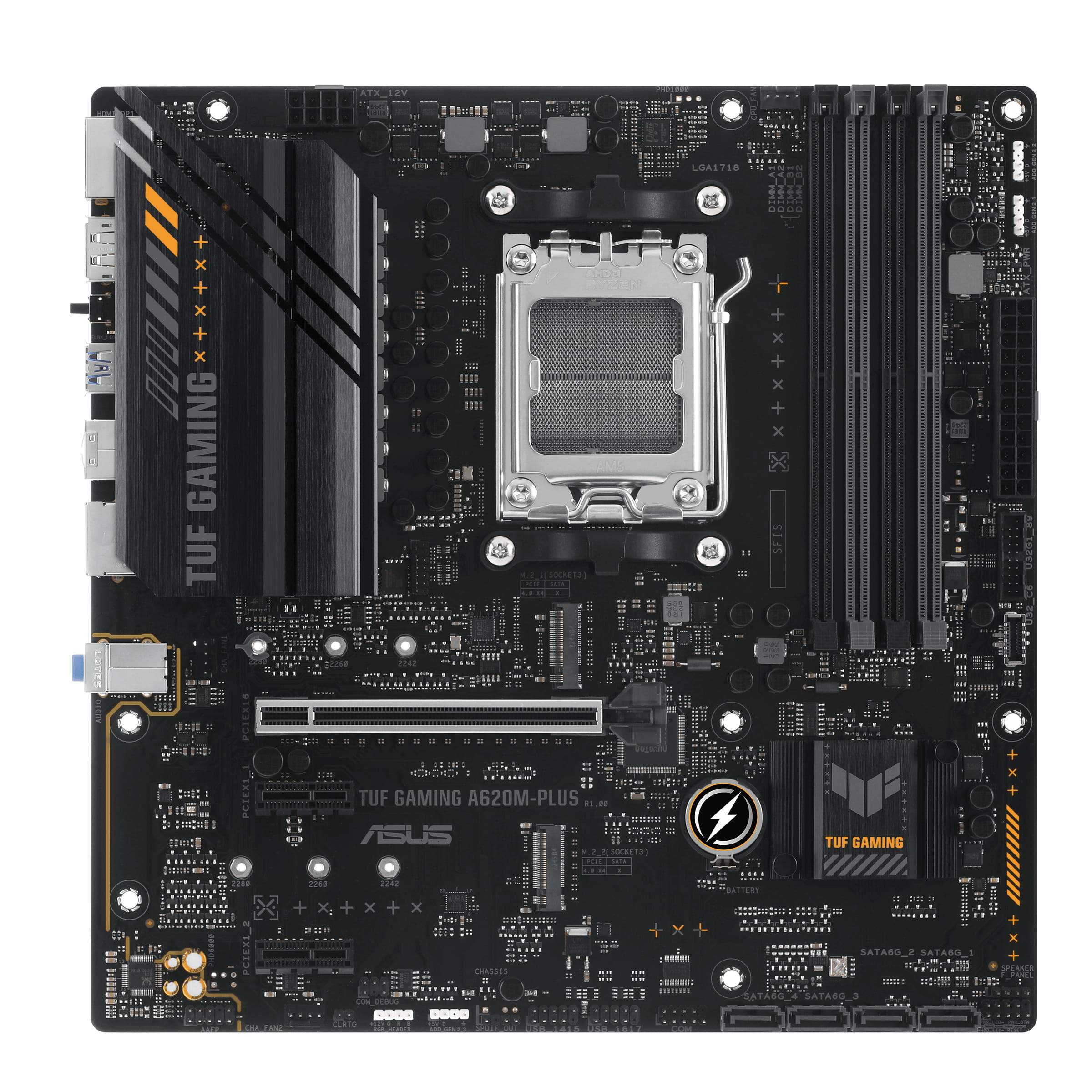 ASUS TUF GAMING A620M-PLUS - Motherboard - micro ATX - Socket AM5 - AMD A620 Chipsatz - USB 3.1 Gen 1, USB-C 3.2 Gen 1 - 2.5 Gigabit LAN - Onboard-Grafik (CPU erforderlich)