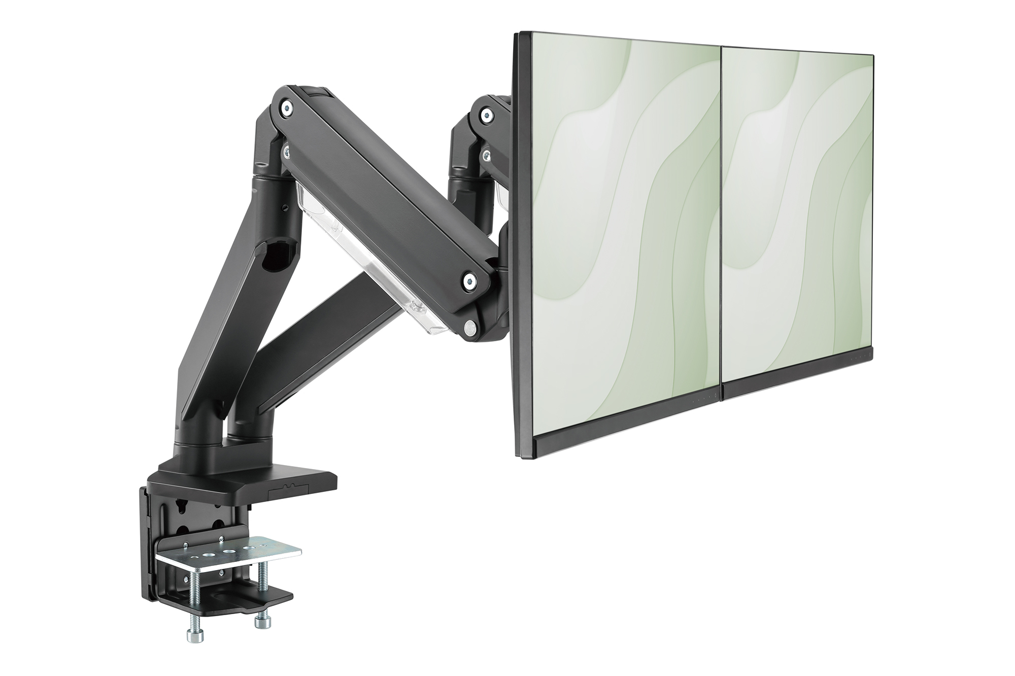DIGITUS Dual Monitorhalter mit Gasdruckfeder und Klemmbefestigung