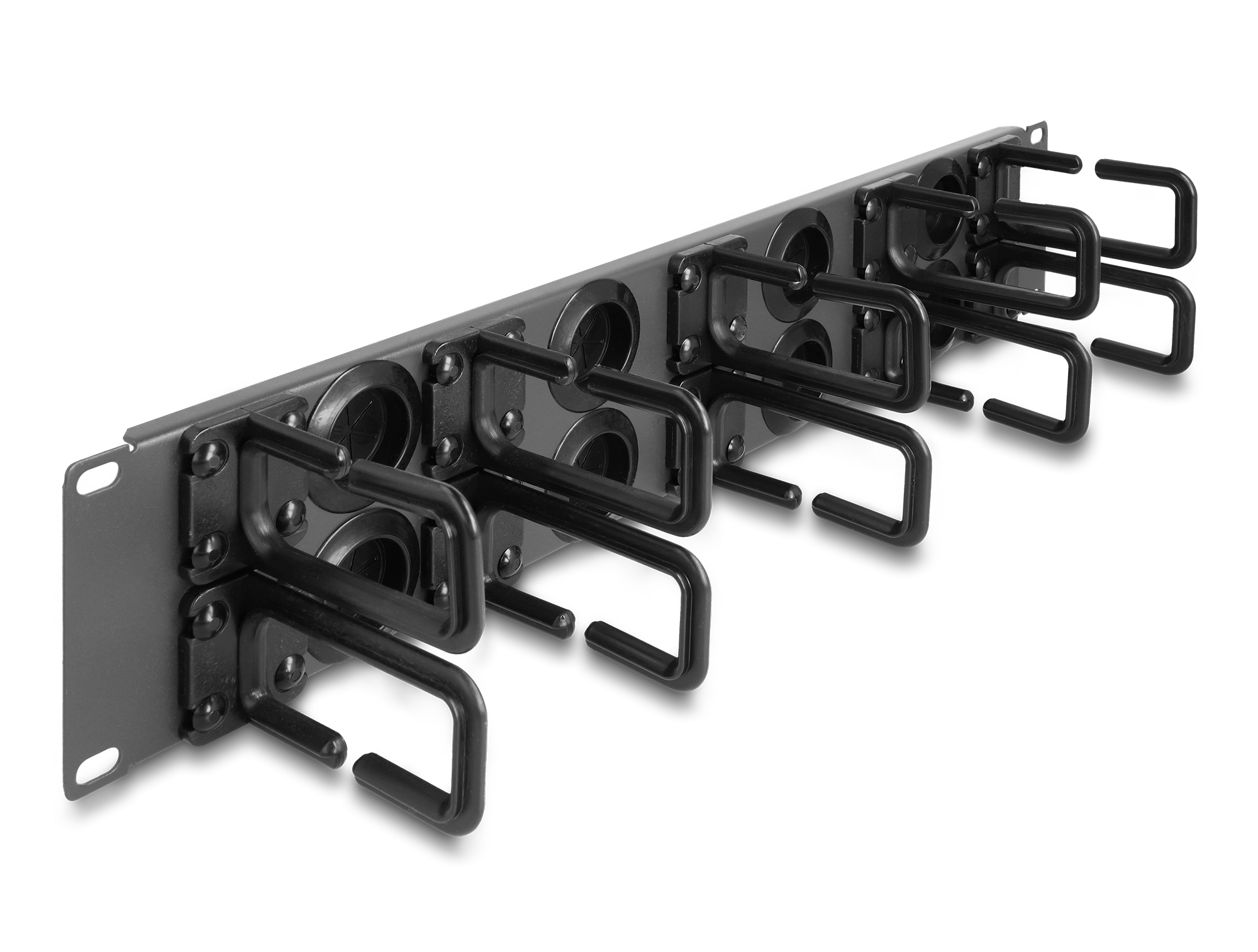 Delock Verlegetafel für Rack-Kabelmanagement - 8 Gummikabeldurchführungen, 10 Haken - Dunkelgrau - 2U - 48.3 cm (19")