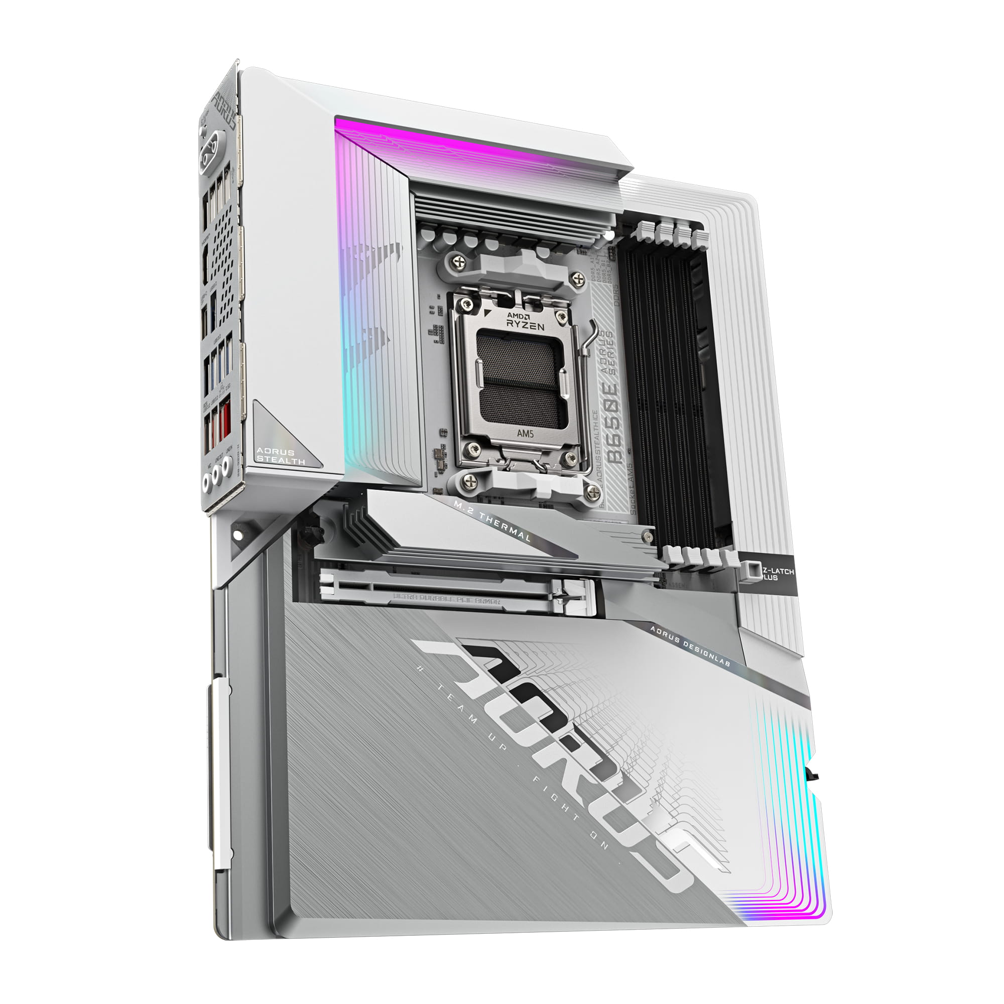 Gigabyte AORUS B650E STEALTH ICE - Motherboard - ATX - Socket AM5 - AMD B650 Chipsatz - USB-C 3.2 Gen2, USB 3.2 Gen 2, USB 3.2 Gen 1, USB-C 3.2 Gen 2x2 - 2.5 Gigabit LAN, Wi-Fi 7, Bluetooth - Onboard-Grafik (CPU erforderlich)