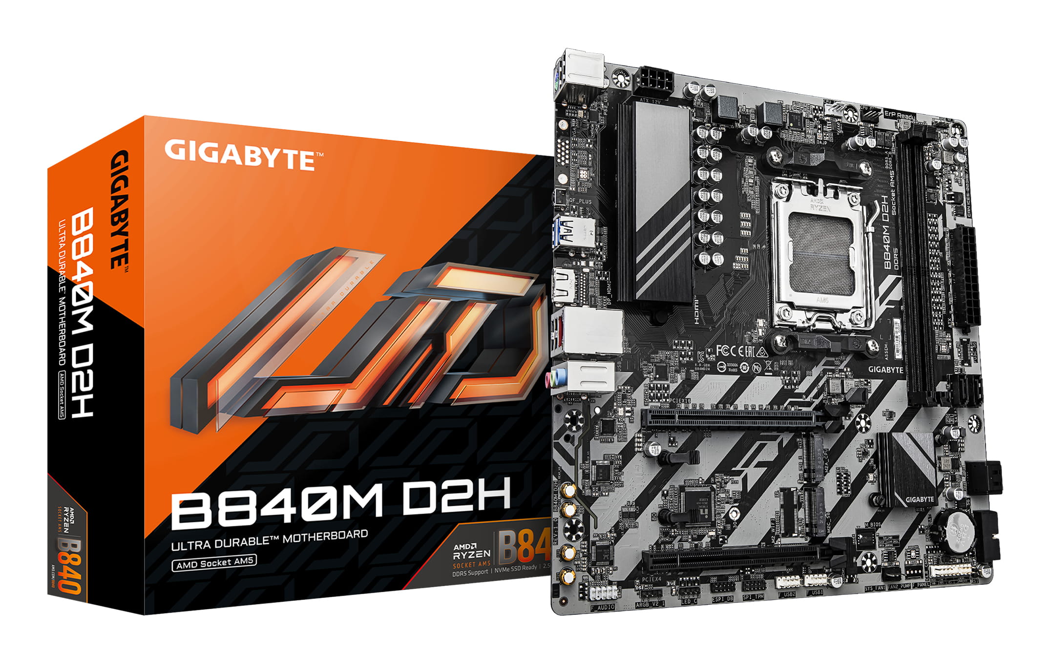Gigabyte B840M D2H - Motherboard - micro ATX - Socket AM5 - AMD B840 Chipsatz - USB 3.2 Gen 1 - 2.5 Gigabit LAN - Onboard-Grafik (CPU erforderlich)