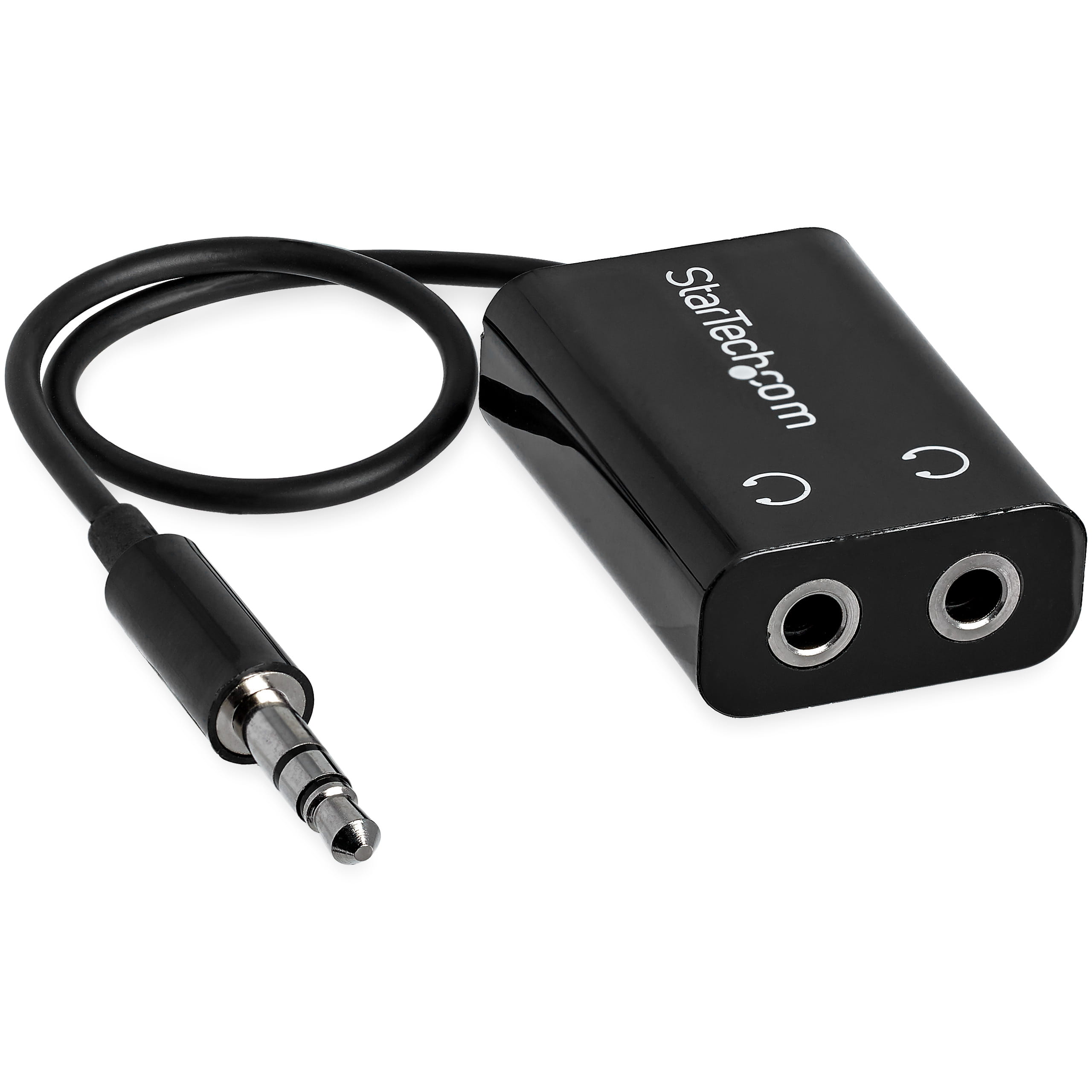 StarTech.com Startech Black Slim Mini Jack Headphone Splitter Cable Adapter - 3.5mm Audio Mini Stereo Y Splitter - 3.5mm Male to 2x 3.5mm Female (MUY1MFFADP)