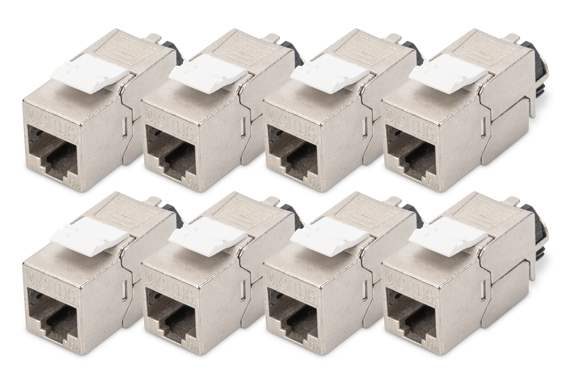 DIGITUS CAT 6A Keystone Modul, geschirmt mit intelligentem Kabelmanager - 8 Stk.
