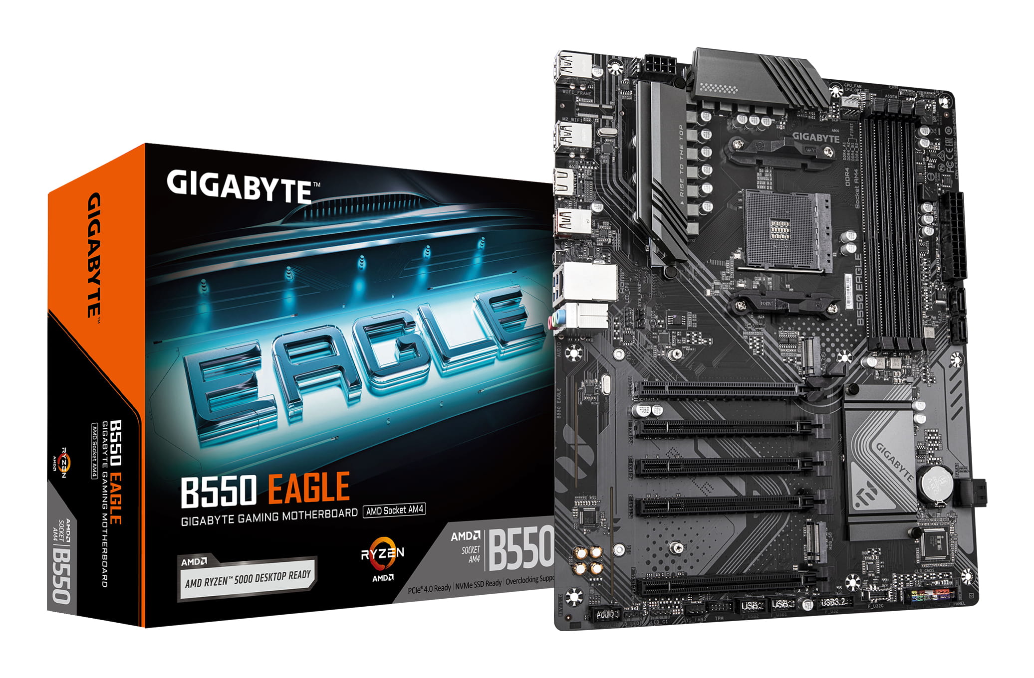 Gigabyte B550 EAGLE - Motherboard - ATX - Socket AM4 - AMD B550 Chipsatz - USB-C 3.2 Gen 1, USB 3.2 Gen 2, USB 3.2 Gen 1 - Gigabit LAN - Onboard-Grafik (CPU erforderlich)