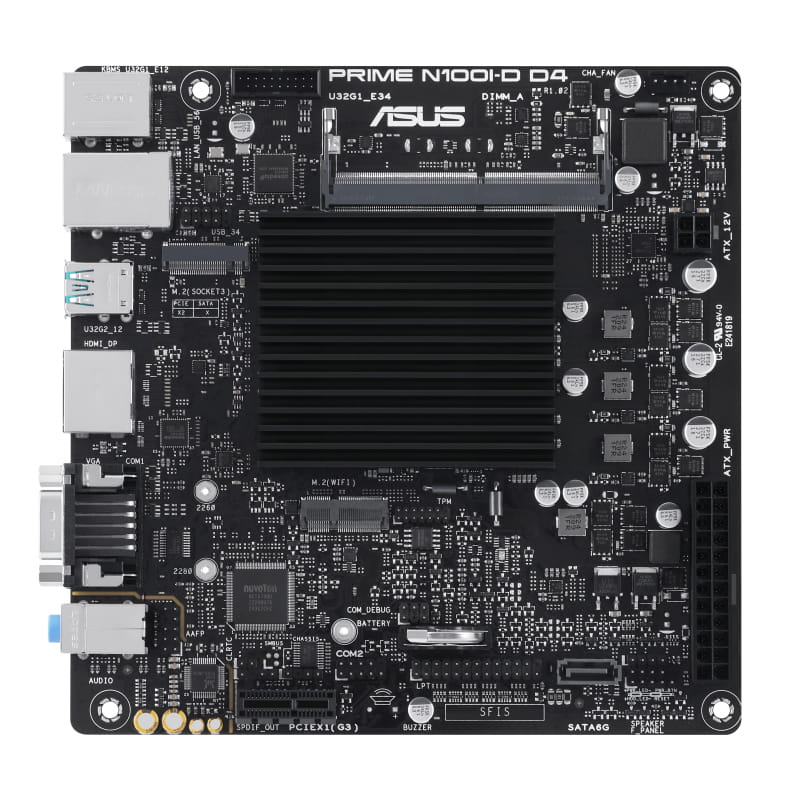 ASUS PRIME N100I-D D4 - Motherboard - Mini-ITX - Intel N-series N100 - USB 3.2 Gen 2, USB 3.2 Gen 1 - Gigabit LAN - Onboard-Grafik (CPU erforderlich)