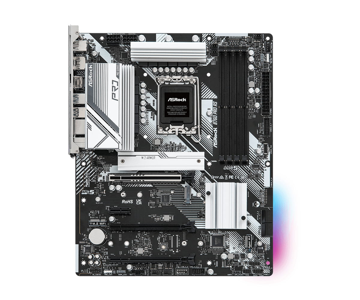 ASRock B760 PRO RS - Motherboard - ATX - LGA1700-Sockel - B760 Chipsatz - USB-C 3.2 Gen2, USB 3.2 Gen 2, USB 3.2 Gen 1 - 2.5 Gigabit LAN - Onboard-Grafik (CPU erforderlich)