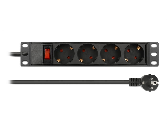 Delock Steckdosenleiste (Wandmontage) - AC 220-250 V - 3500 Watt - Eingabe, Eingang power CEE 7/7 - Ausgangsanschlüsse: 4 (4 x CEE 7/3)