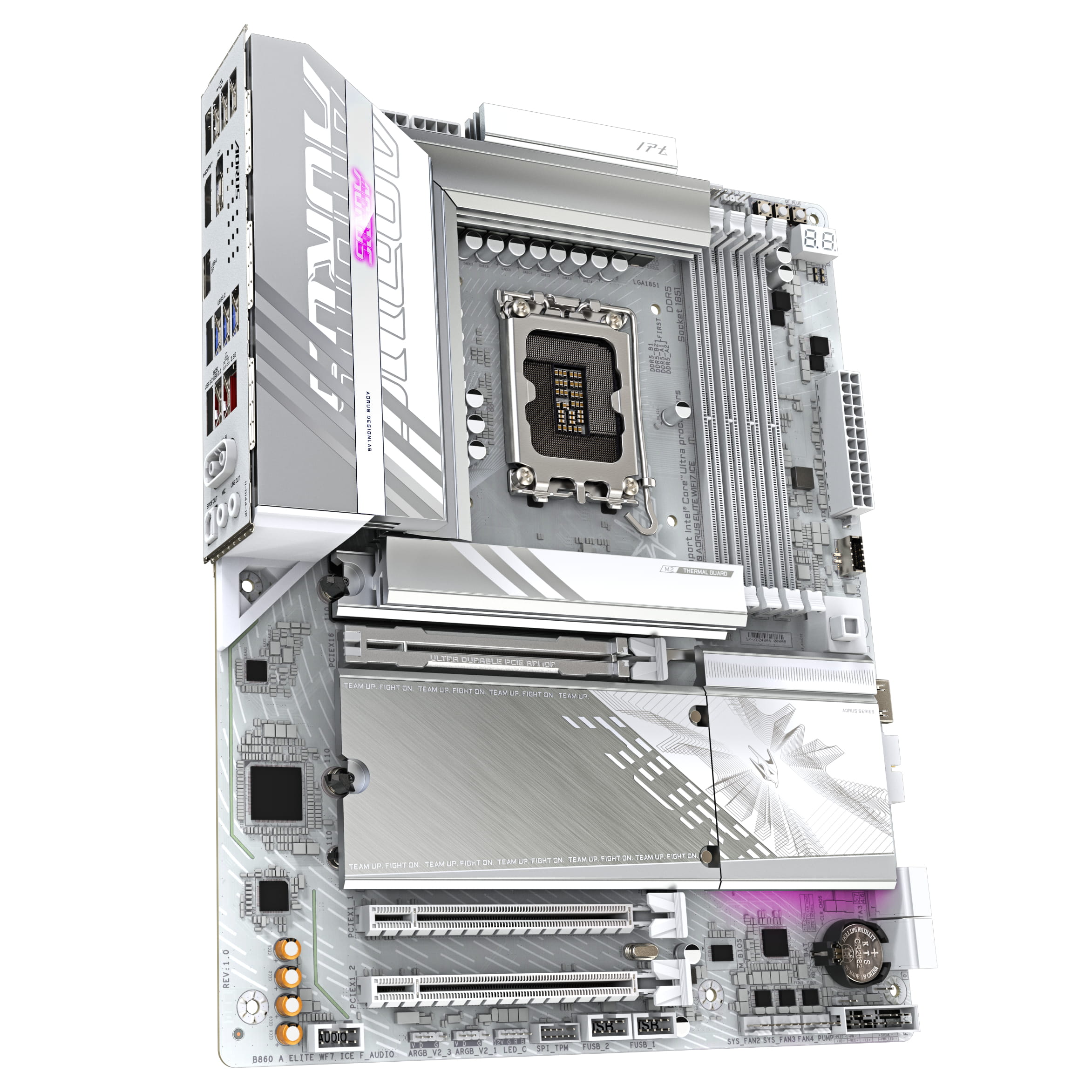 Gigabyte B860 AORUS ELITE WIFI7 ICE Mainboard - Intel Core Ultra CPUs, 14+1+2+1 Phasen VRM, bis zu 9200MHz DDR5, 1xPCIe 5.0 + 2xPCIe 4.0 M.2, 2,5 GbE LAN, WIFI 7, USB 4, Intel, LGA 1851 (Socket V1), Intel Core Ultra (Serie 1), Intel Core Ultra (Series 2)