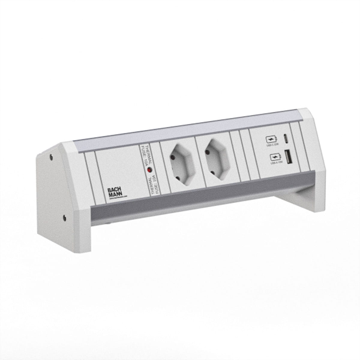 Bachmann DESK 1 - Steckdosenleiste - Power Delivery 3.1 - Wechselstrom 230 V - Eingabe, Eingang GST18i3 - Ausgangsanschlüsse: 2 (SEV 1011 T-13, USB, 24 pin USB-C)