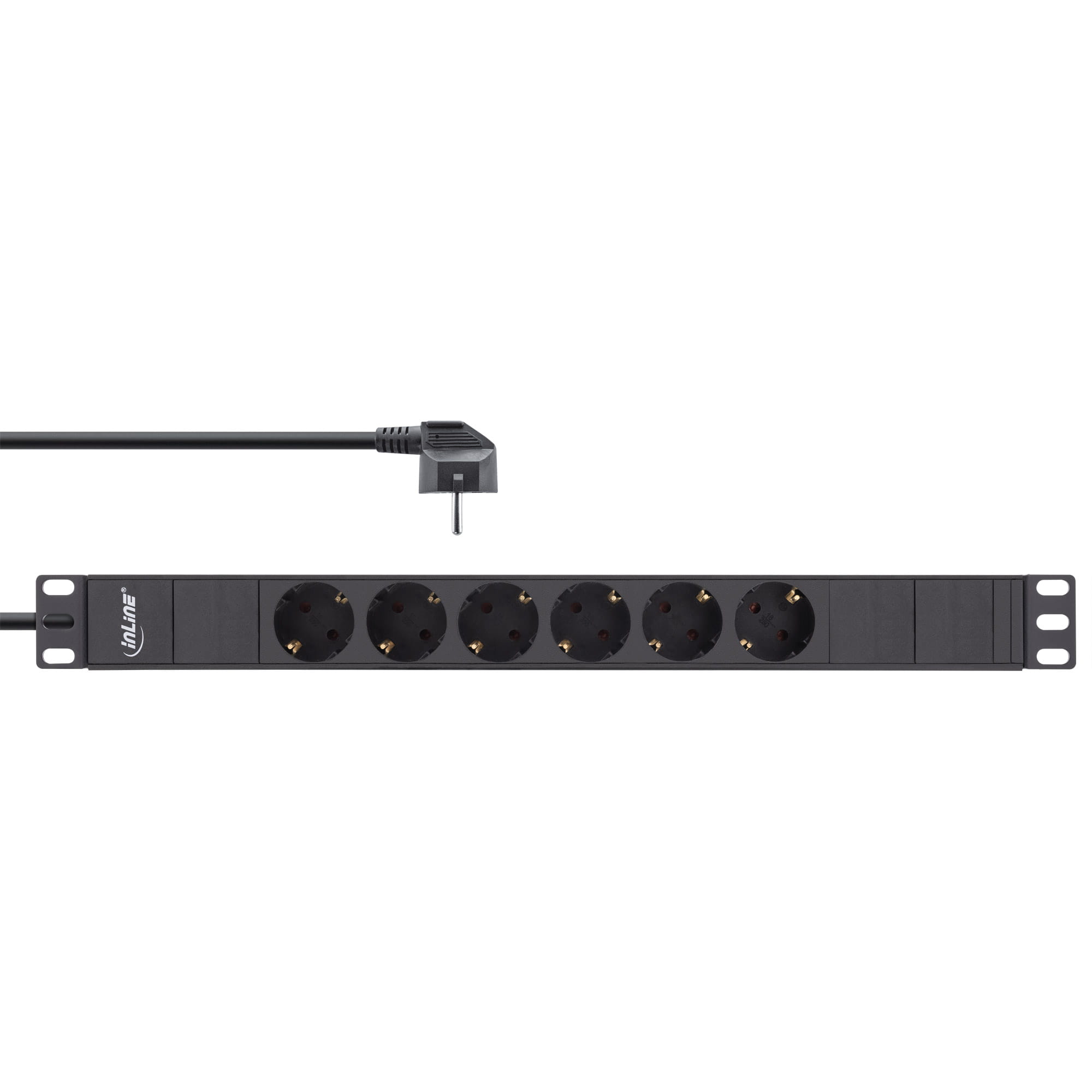 InLine 19" Steckdosenleiste - 6-fach Schutzkontakt - ohne Schalter - 2m - schwarz