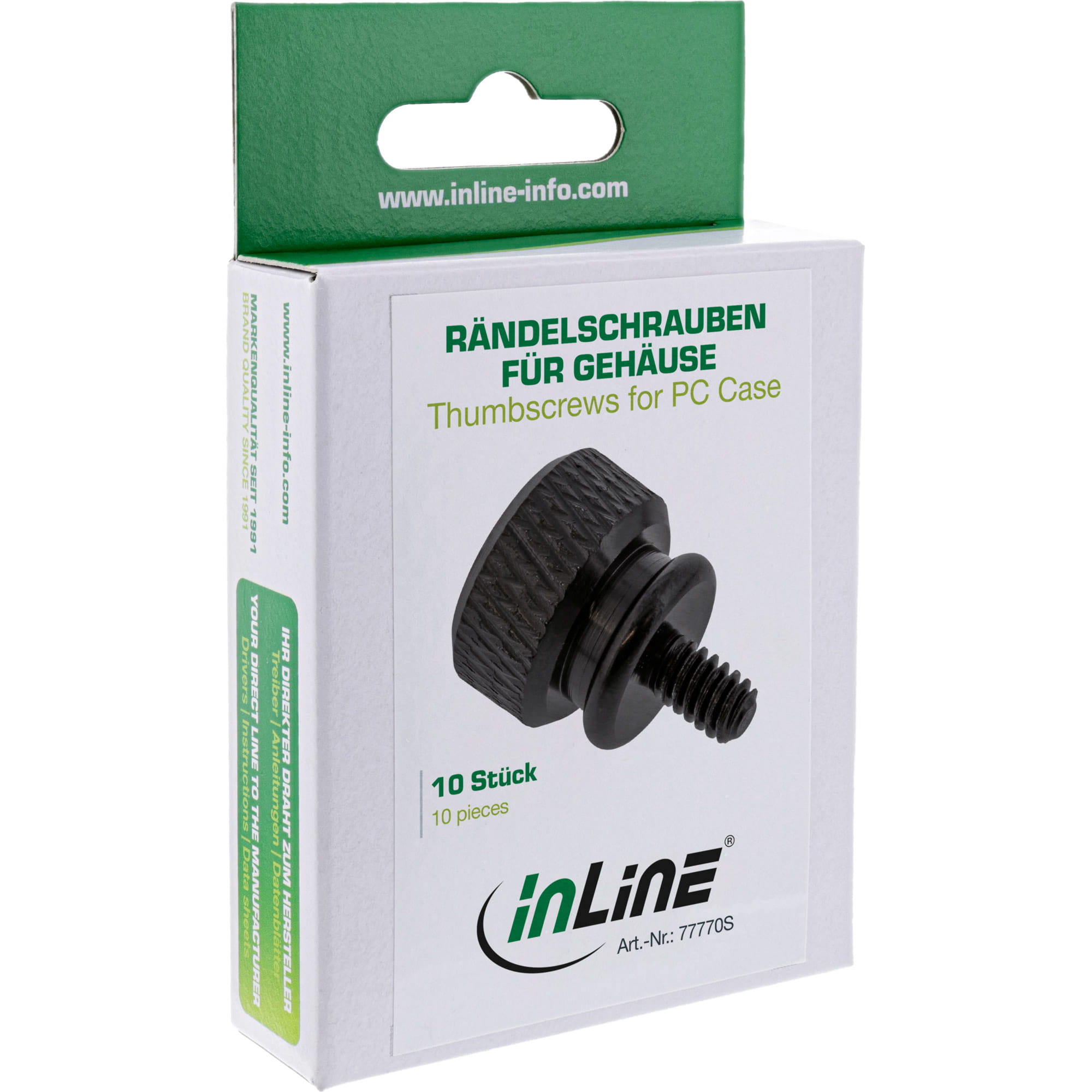 InLine Rändelschrauben für Gehäuse - Alu - schwarz - 10er Pack