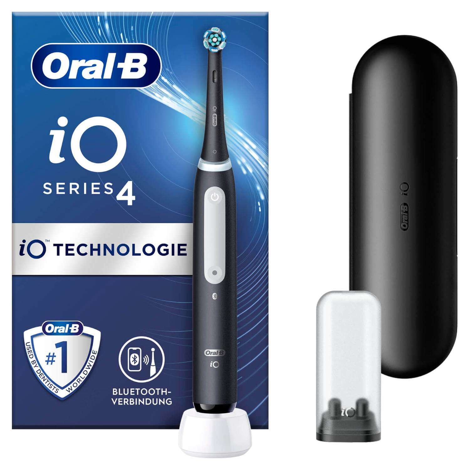 Oral-B iO Series 4 , Erwachsener, Tägliche Pflege, Sensibel, Super sensitive, Whitening, Schwarz, 4 x 30 sec, Schwarz, Rund