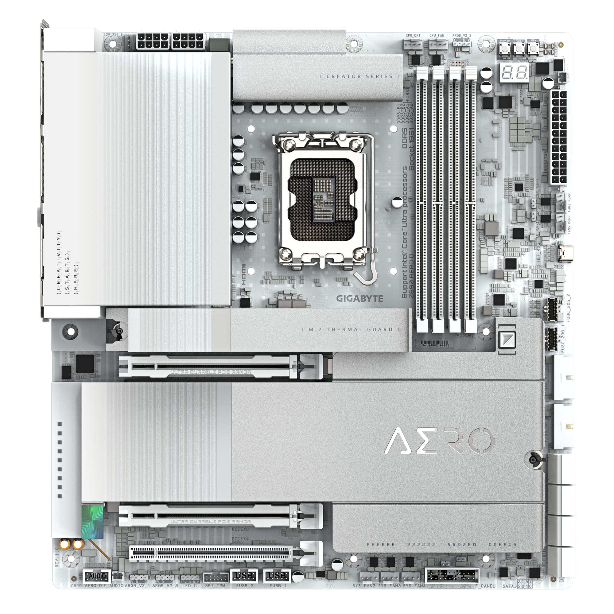 Gigabyte Z890 AERO D - Motherboard - E-ATX - LGA1851-Sockel - Z890 Chipsatz - USB 3.2 Gen 2, USB 3.2 Gen 1, USB4 - 2 x 2.5 Gigabit LAN, Bluetooth, Wi-Fi 7 - Onboard-Grafik (CPU erforderlich)