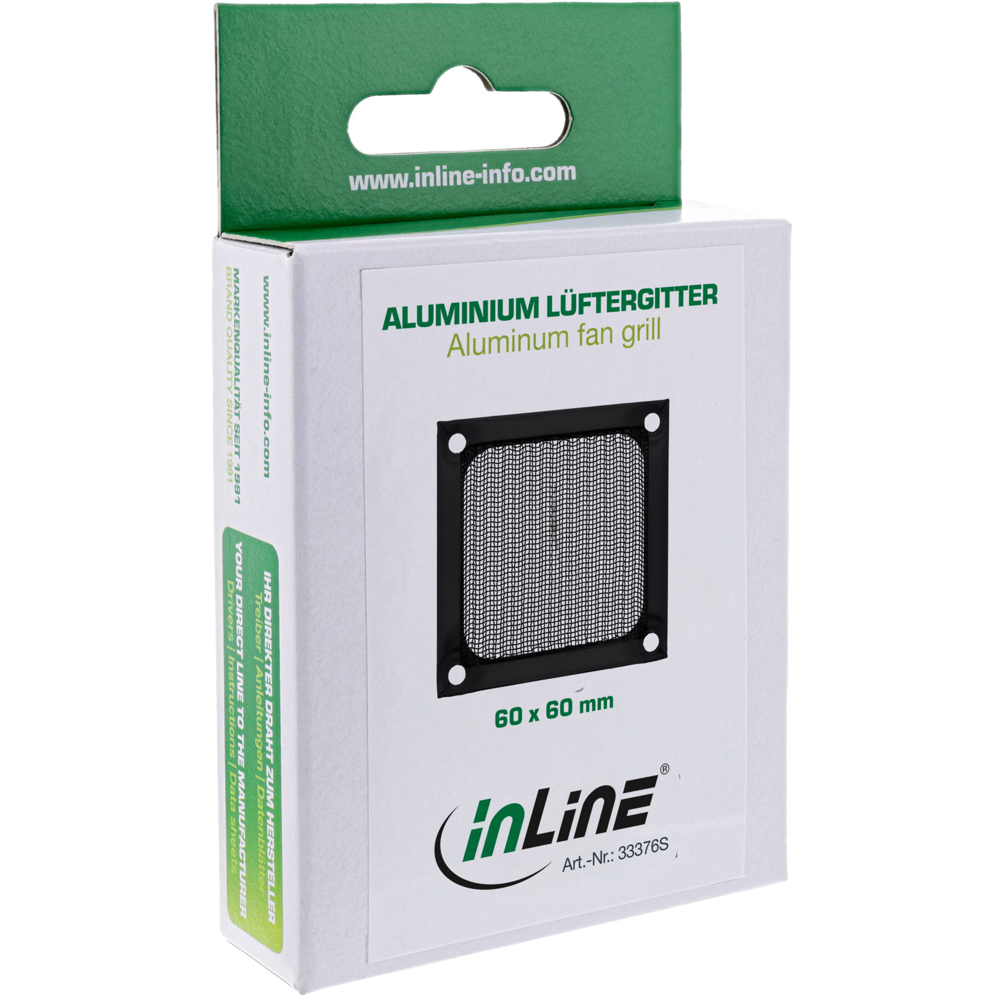 InLine Lüftergitter - Aluminium Filter - 60x60mm - schwarz