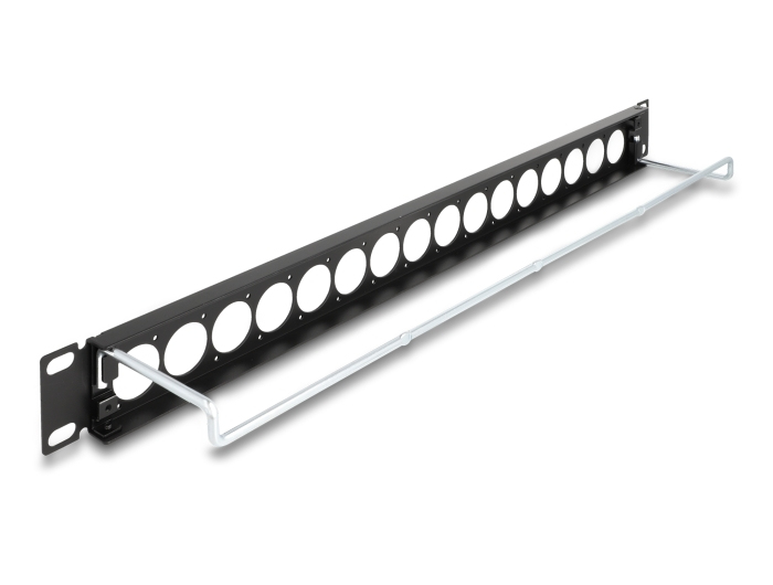 Delock Patchpanel (Blindblech) - D-Typ, Zugentlastung - Rack montierbar - Schwarz - 1U - 48.3 cm (19")