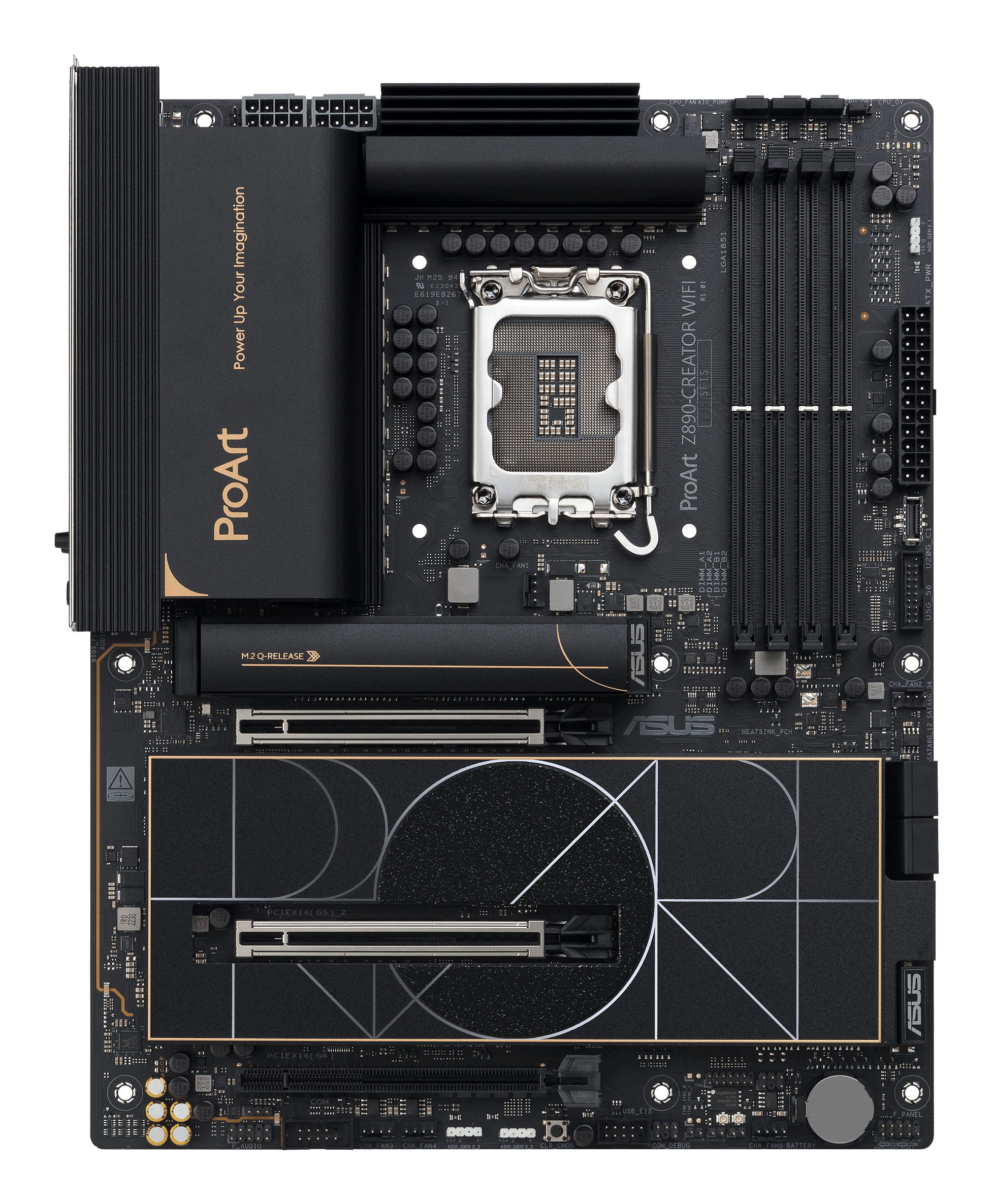 ASUS ProArt Z890-CREATOR WIFI - Motherboard - ATX - LGA1851 Sockel - Z890 Chipsatz - USB4, USB 3.2 Gen 2, USB-C 3.2 Gen 2x2, USB 3.2 Gen 1 - 10 Gigabit LAN, 2.5 Gigabit LAN, Bluetooth, Wi-Fi 7 - Onboard-Grafik (CPU erforderlich)
