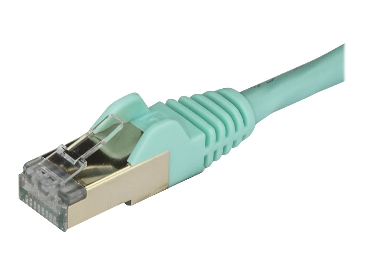 StarTech.com 3m CAT6A Ethernet Cable, 10 Gigabit Shielded Snagless RJ45 100W PoE Patch Cord, CAT 6A 10GbE STP Network Cable w/Strain Relief, Aqua, UL Certified Wiring/TIA - Category 6A - 26AWG (6ASPAT3MAQ)