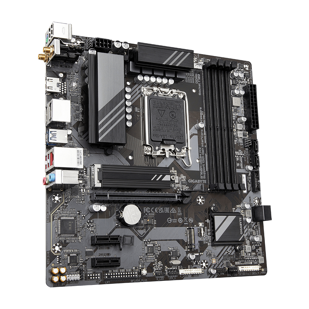 Gigabyte B760M DS3H AX - 1.X - Motherboard - micro ATX - LGA1700 Sockel - B760 Chipsatz - USB-C 3.2 Gen2, USB 3.2 Gen 1 - 2.5 Gigabit LAN, Wi-Fi 6E, Bluetooth - Onboard-Grafik (CPU erforderlich)